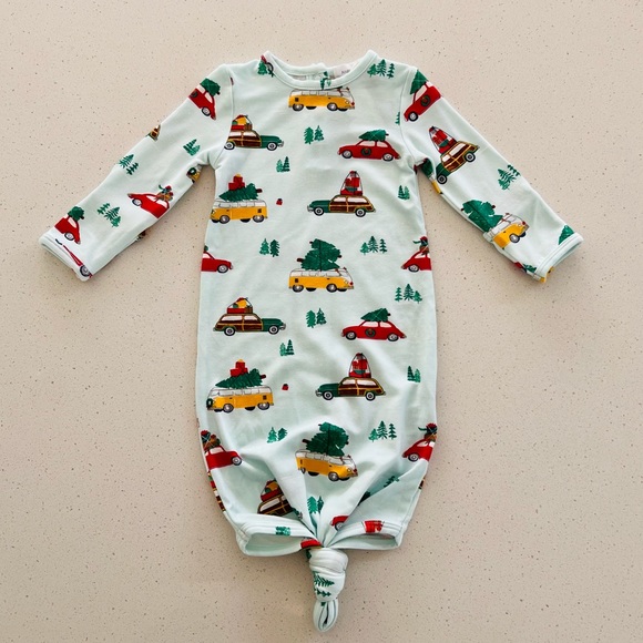 Angel Dear Christmas Trees on Cars Bamboo Gown Size 0-3 Months NWT - Picture 2 of 11